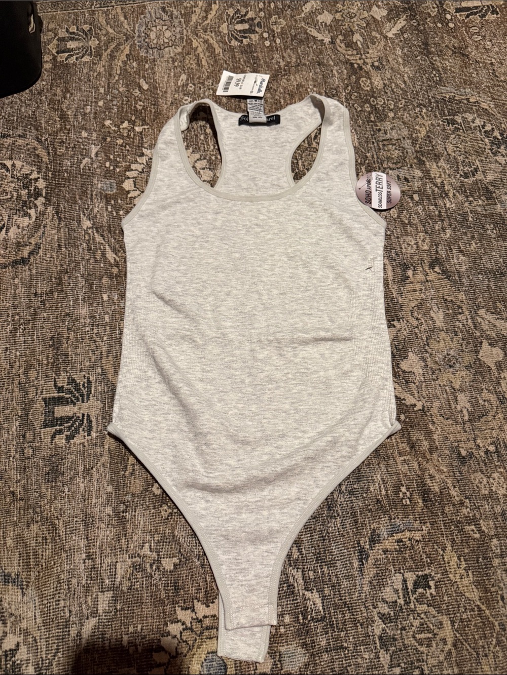 Soho Apparel Light Gray Racerback  One-Piece Bodysuit NWT - One Size